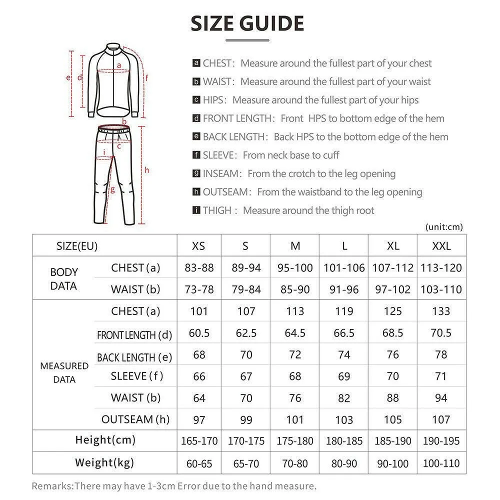 Lixada Men Winter Cycling Clothing Set Windproof Long Sleeve Cycling Jersey Coat Jacket with 3D Padded Pants Trousers