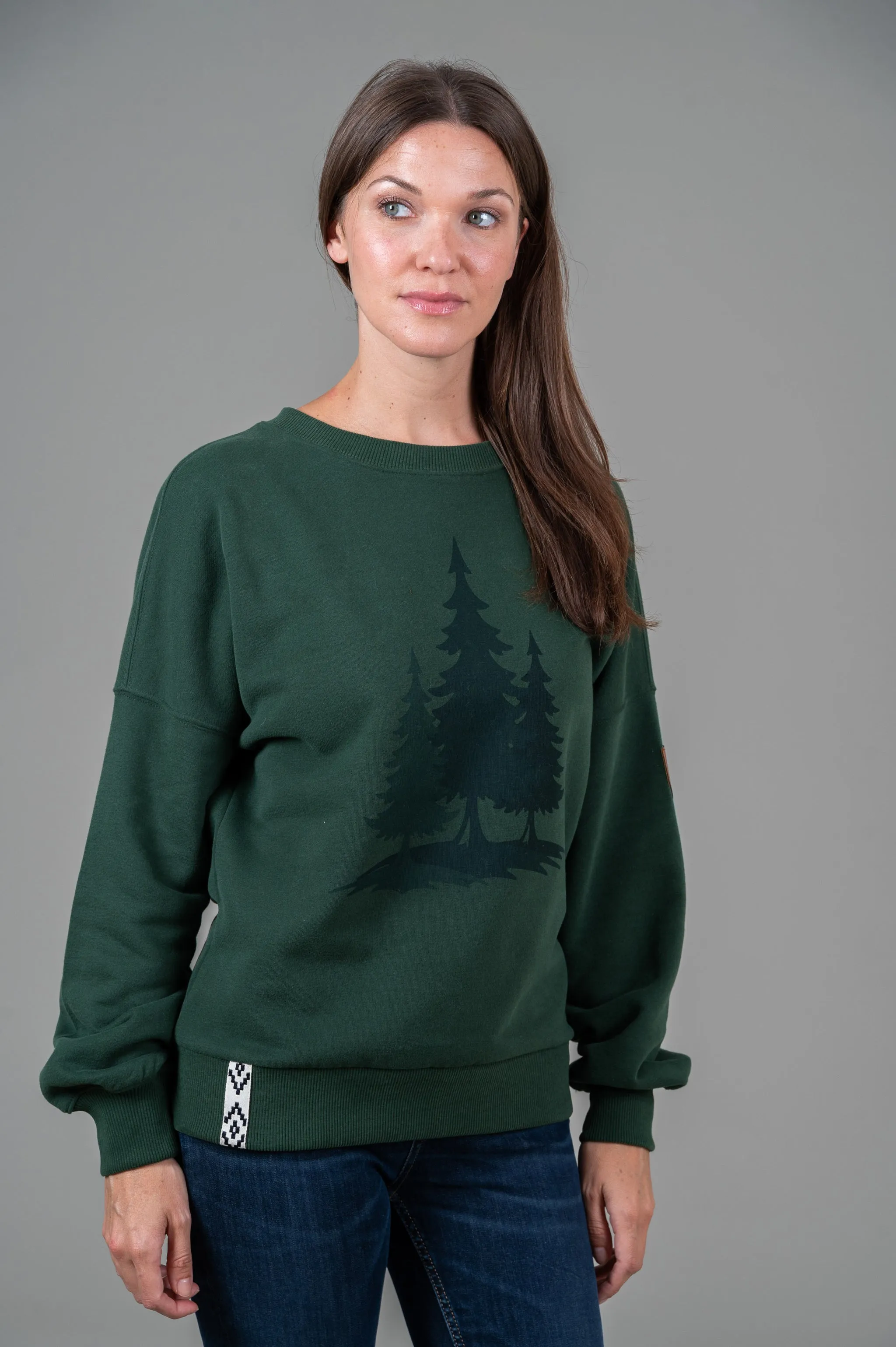 Lone Pines Print Sweatshirt Deep Forest