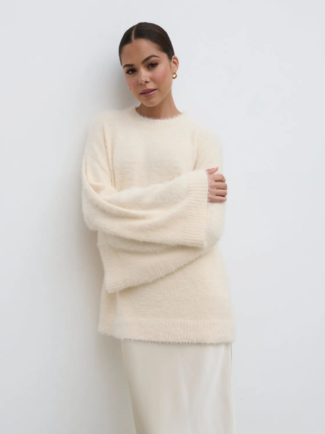 Lula Fluffy Knit Jumper - Cream