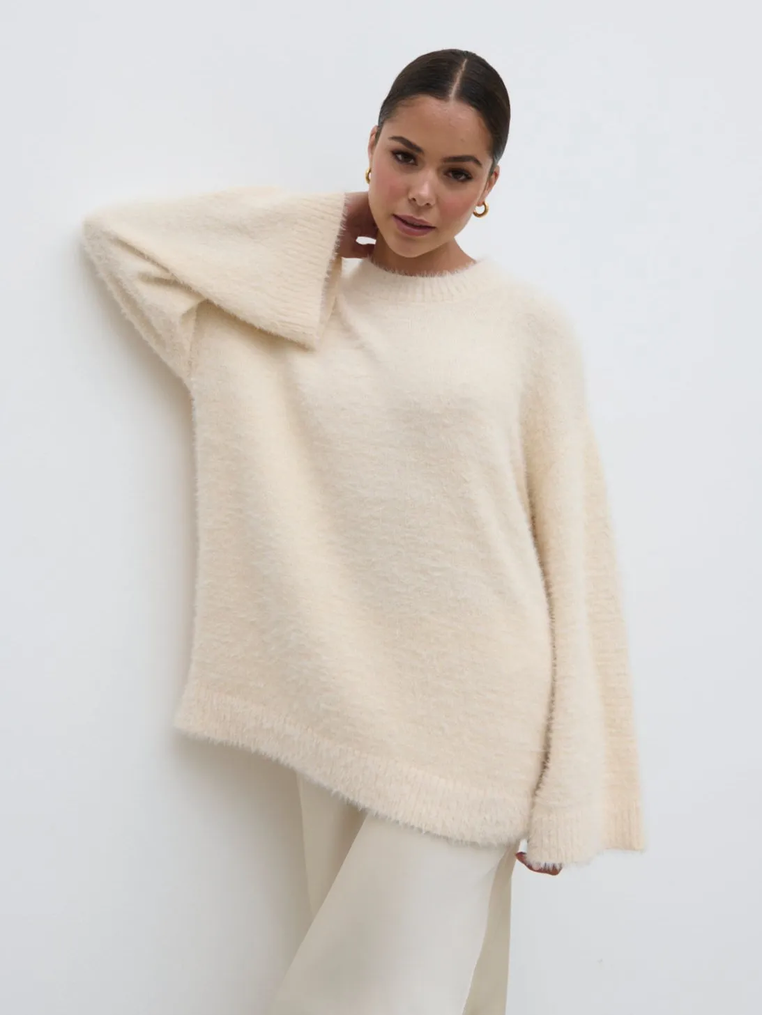 Lula Fluffy Knit Jumper - Cream