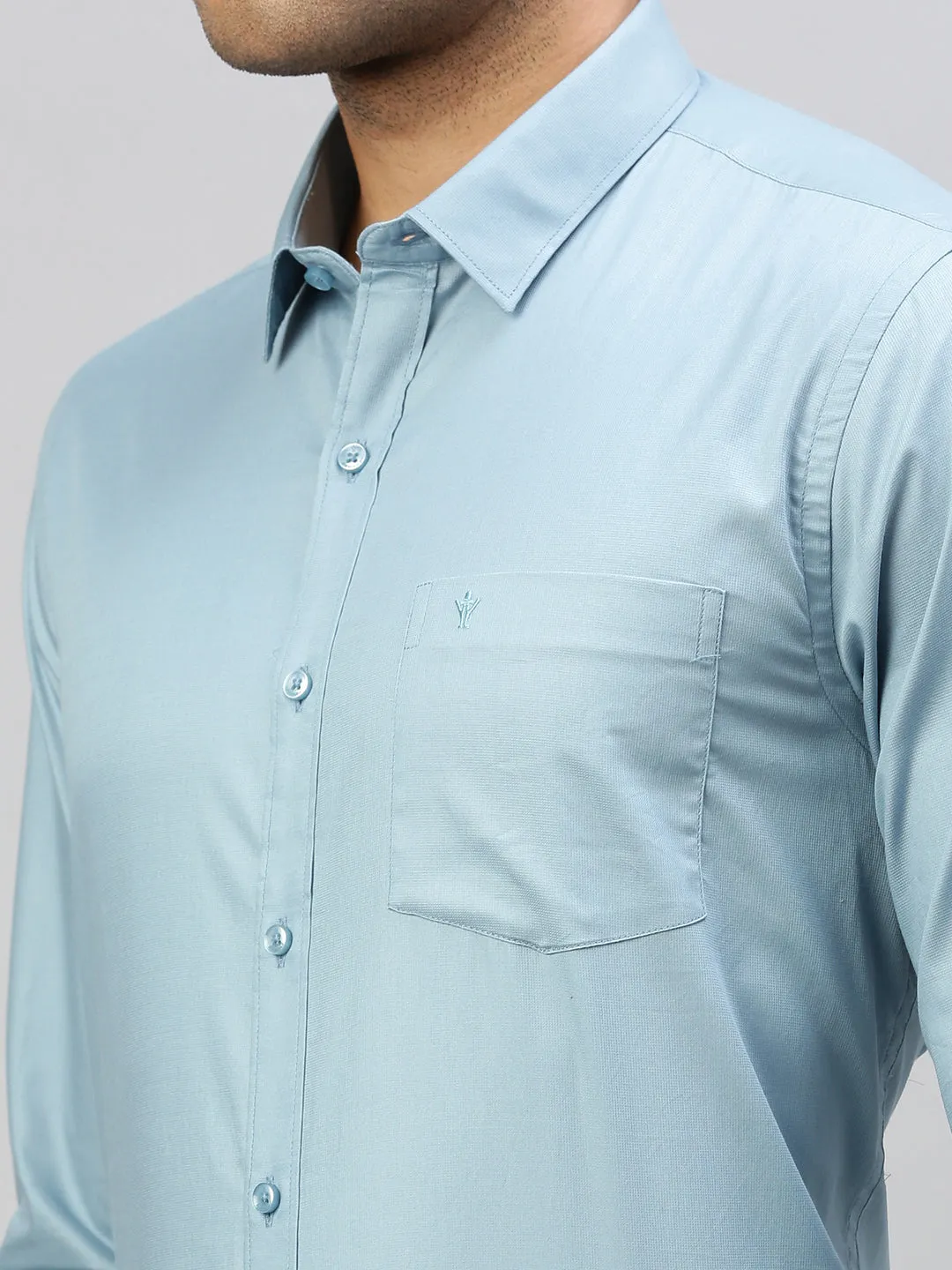 Men 100% Cotton Shirt Blue TW3