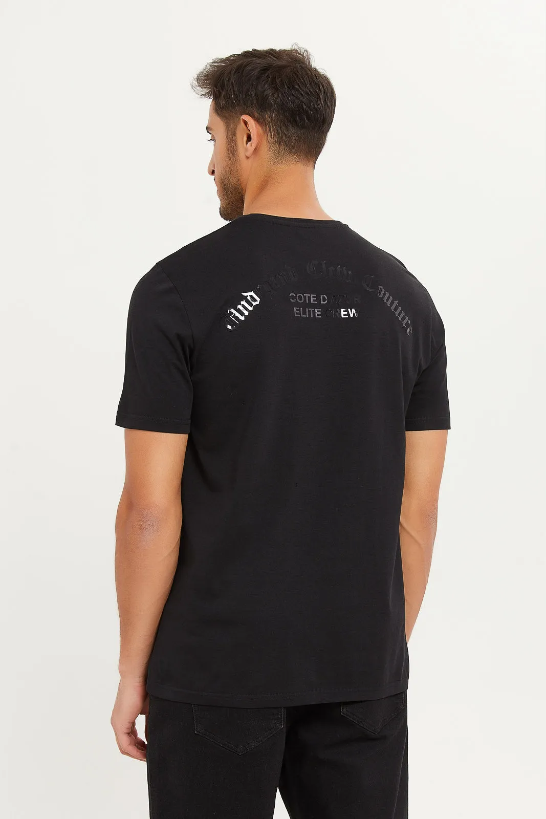 Men Black T-Shirts With Studs