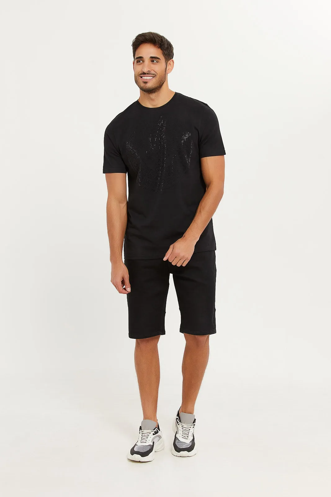 Men Black T-Shirts With Studs