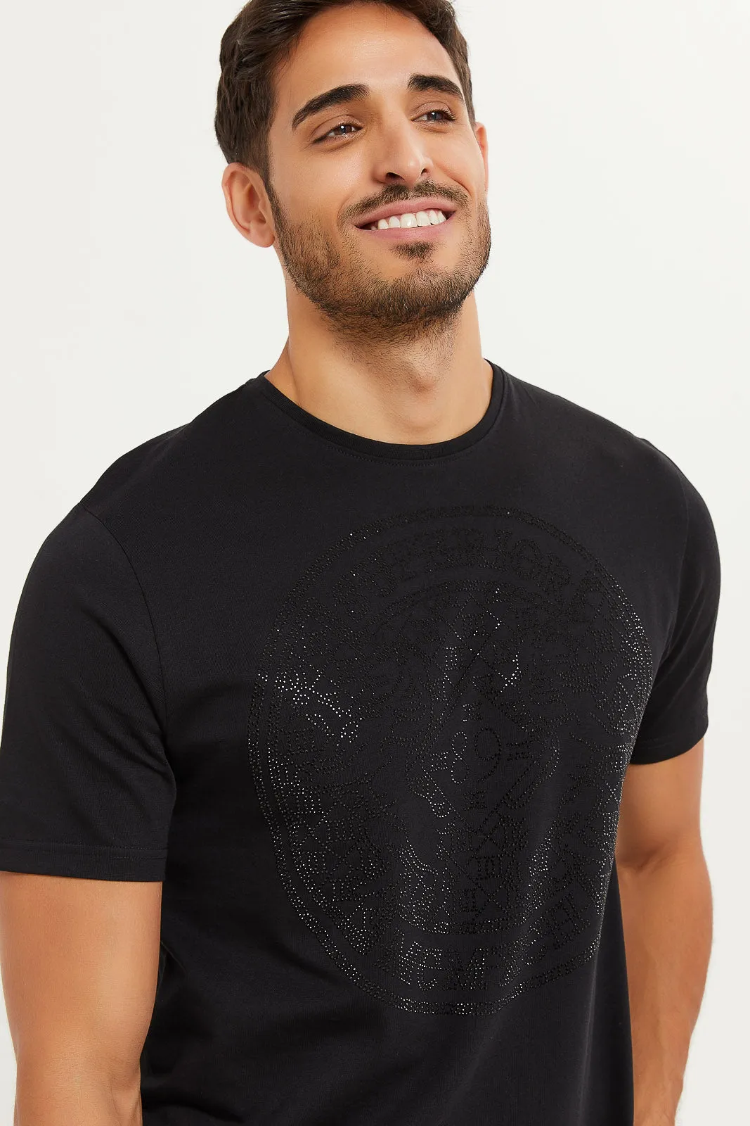 Men Black T-Shirts With Studs