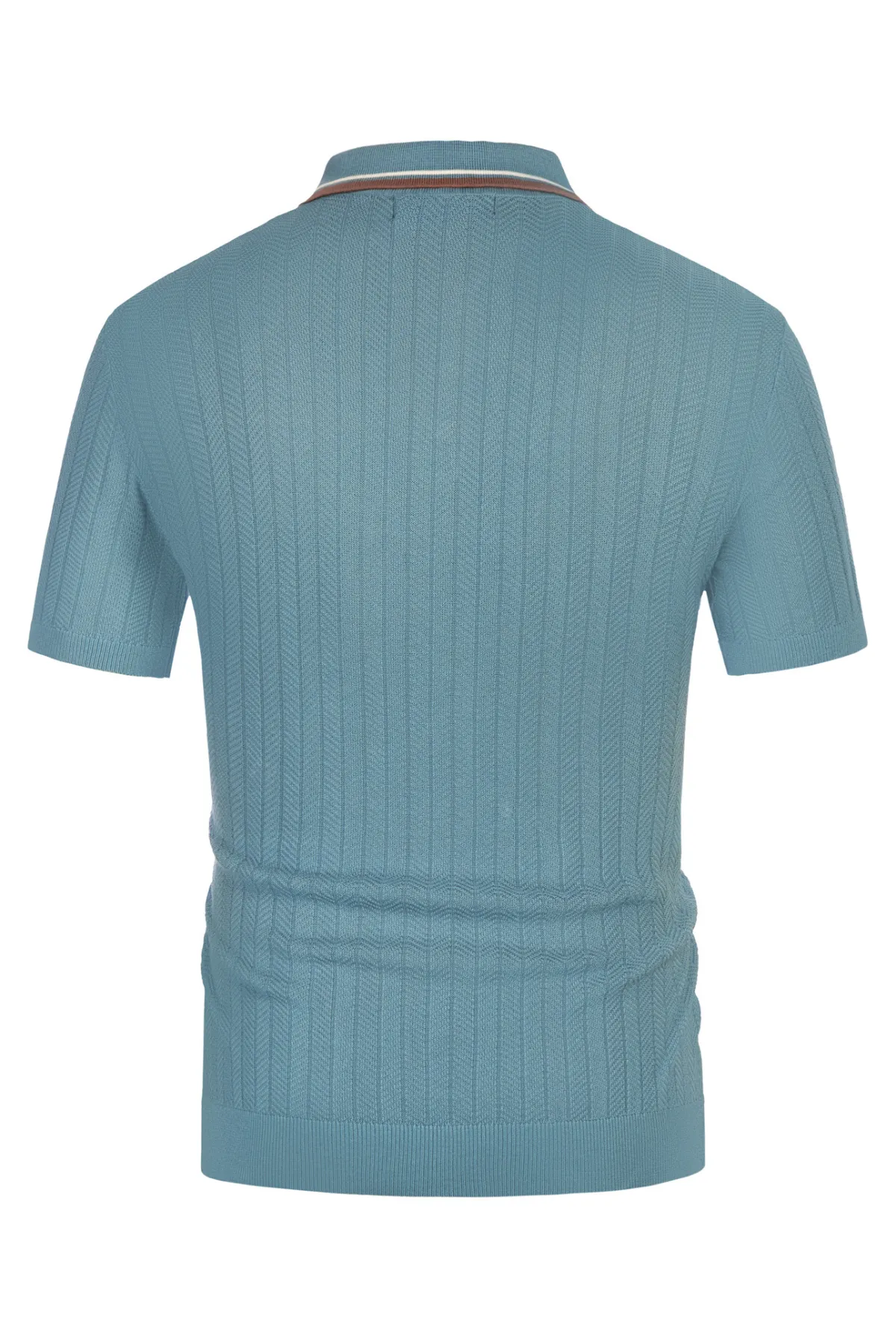 Mens Knitted Polo Shirts Short Sleeve Textured Pullover Golf Polo Pullover T Shirts