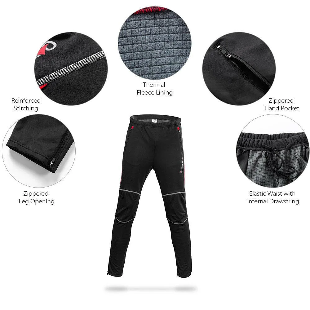 Men's Windproof Athletic Pants Winter Thermal Fleece Outdoor Sport Bike Cycling Riding Pants Trousers