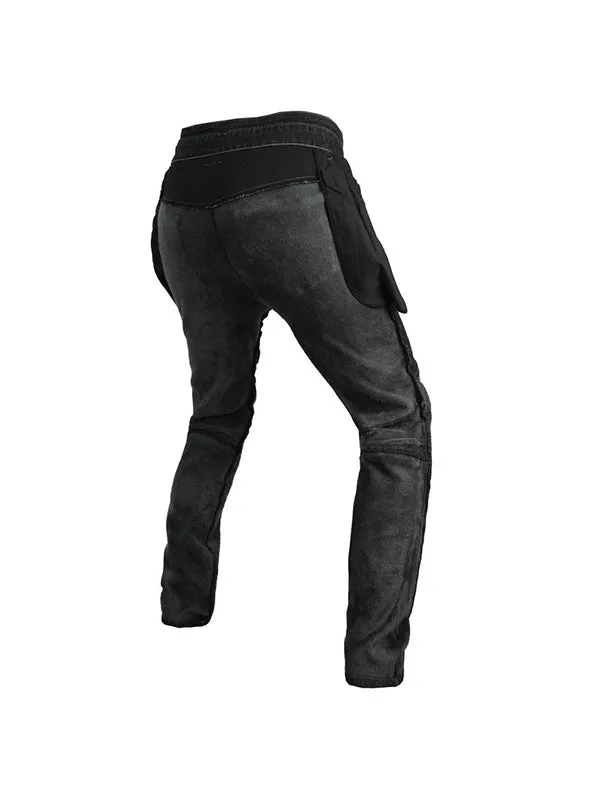 Men’s Winter Fleece-Lined Retro Slim-Fit Denim Motorcycle Pants with Knee & Hip Protectors