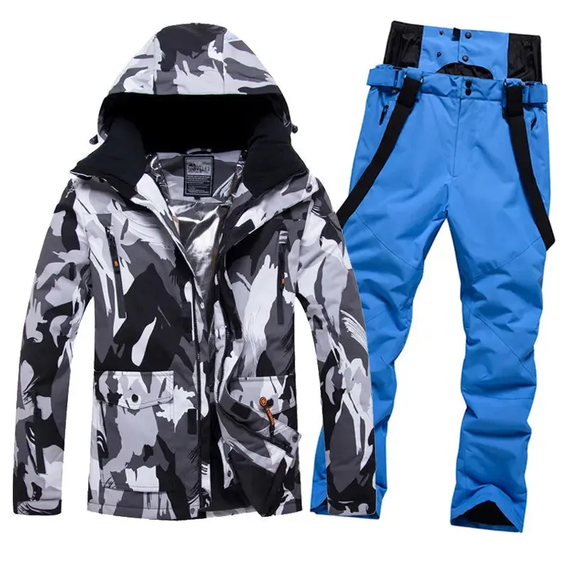 Men's Winter Windproof Snowsuit Snowboard Jacket and Ski Pants