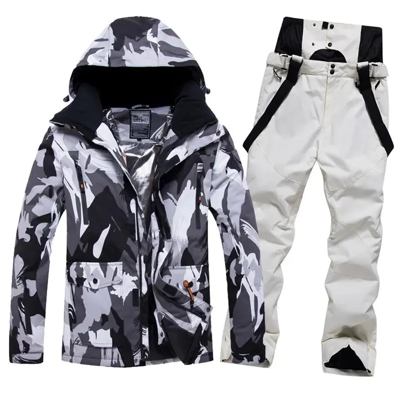 Men's Winter Windproof Snowsuit Snowboard Jacket and Ski Pants