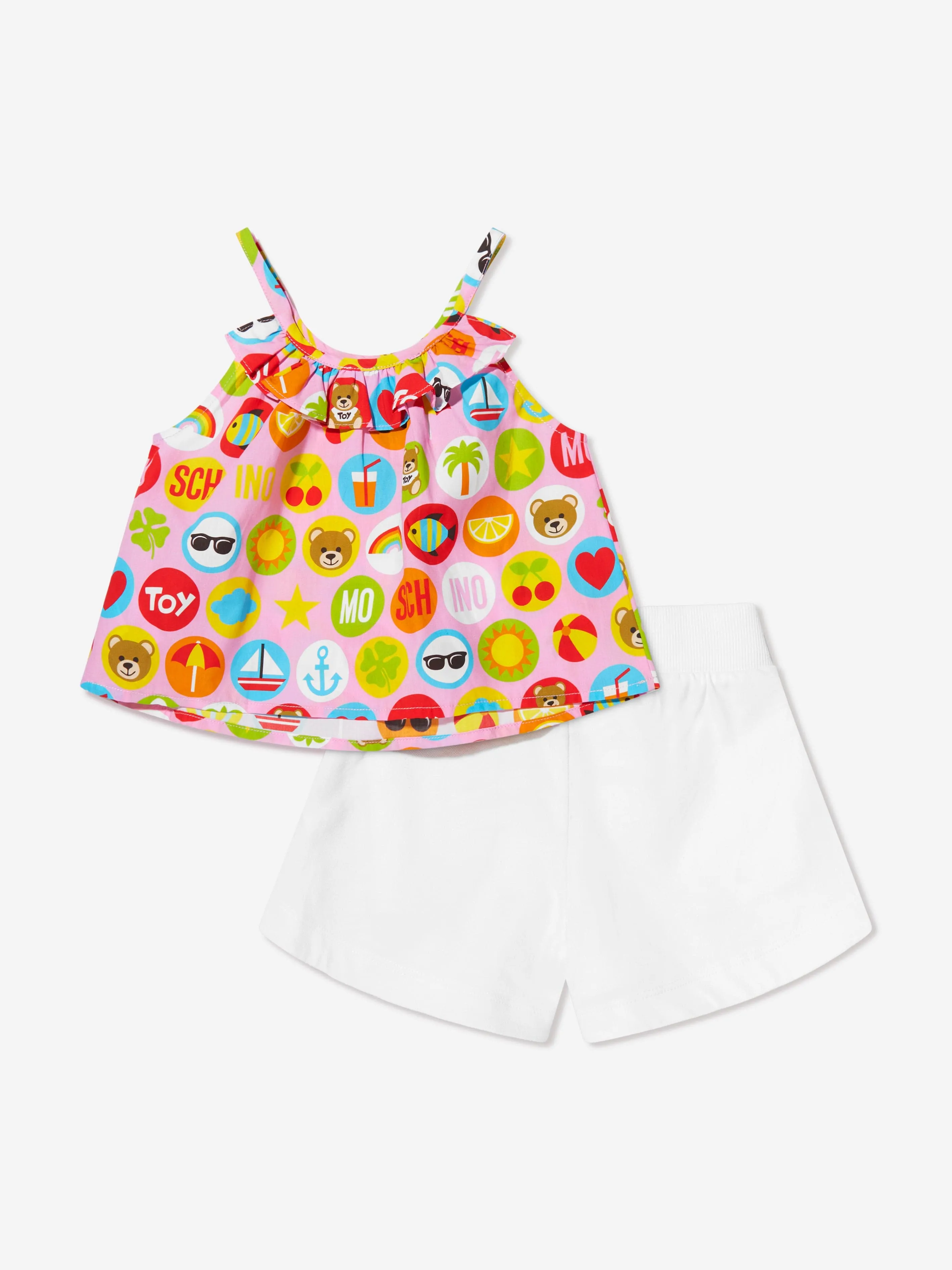 Moschino Girls Sleeveless Top And Shorts Set in Multicolour