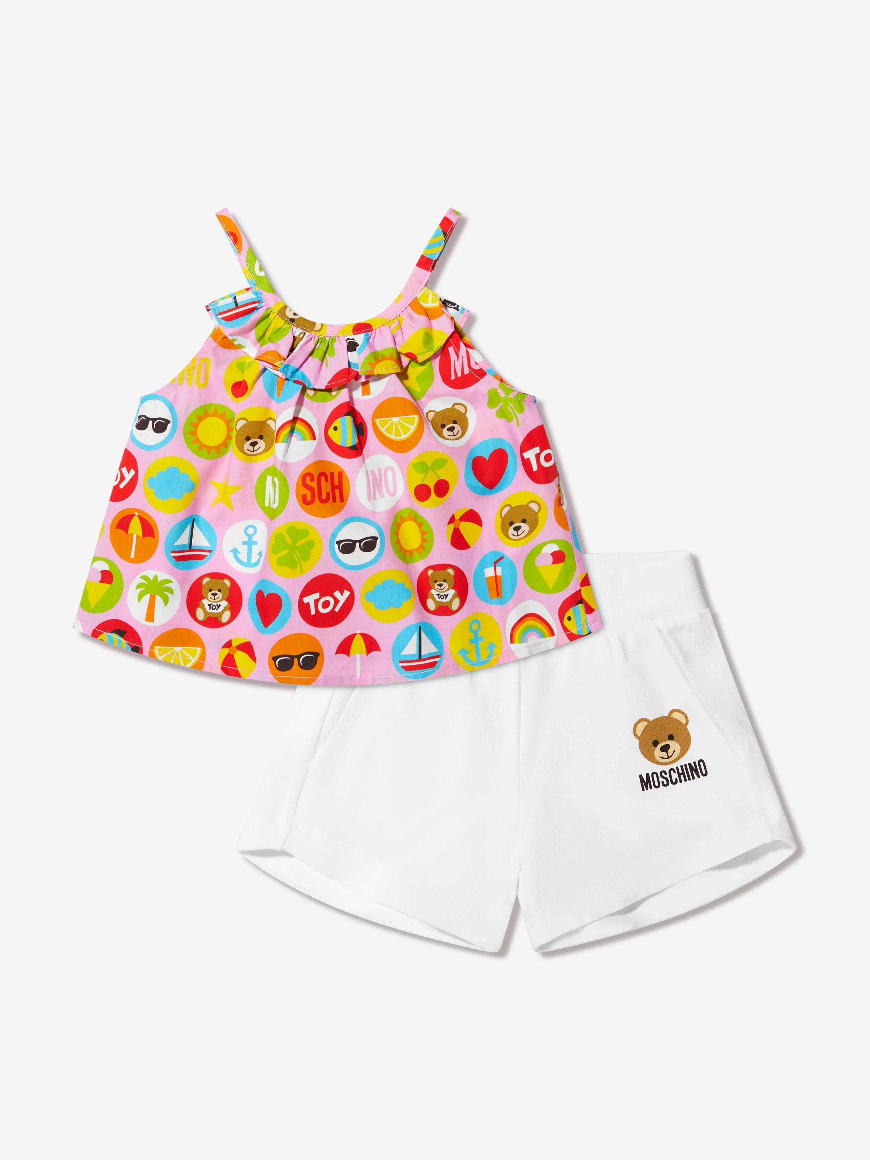 Moschino Girls Sleeveless Top And Shorts Set in Multicolour