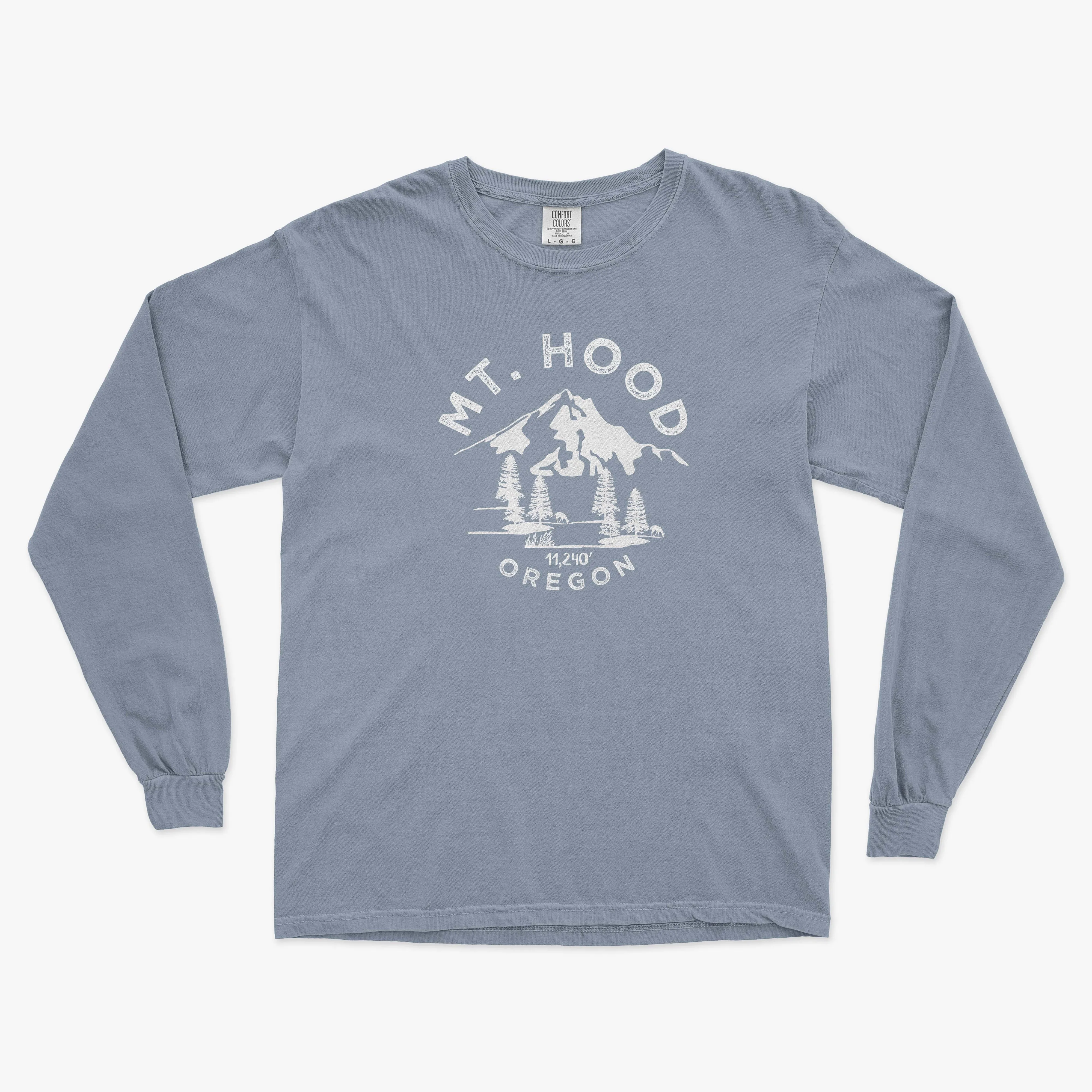 Mount Hood Oregon Comfort Colors Long Sleeve T Shirt