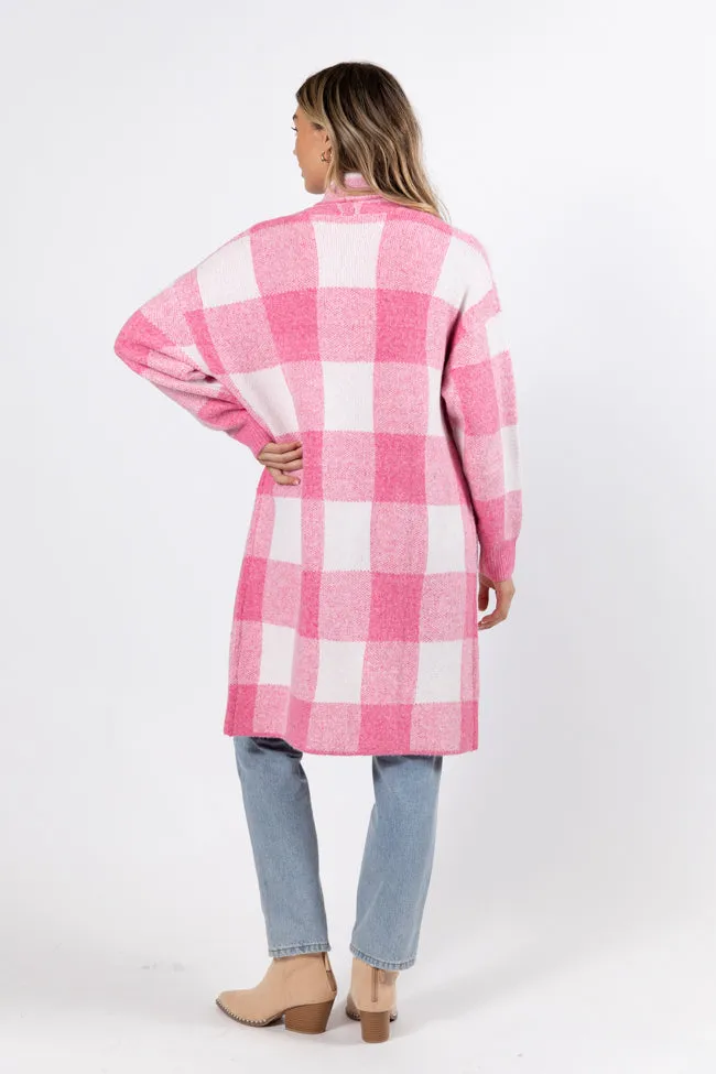 News To Me Pink Plaid Sweater Coat FINAL SALE