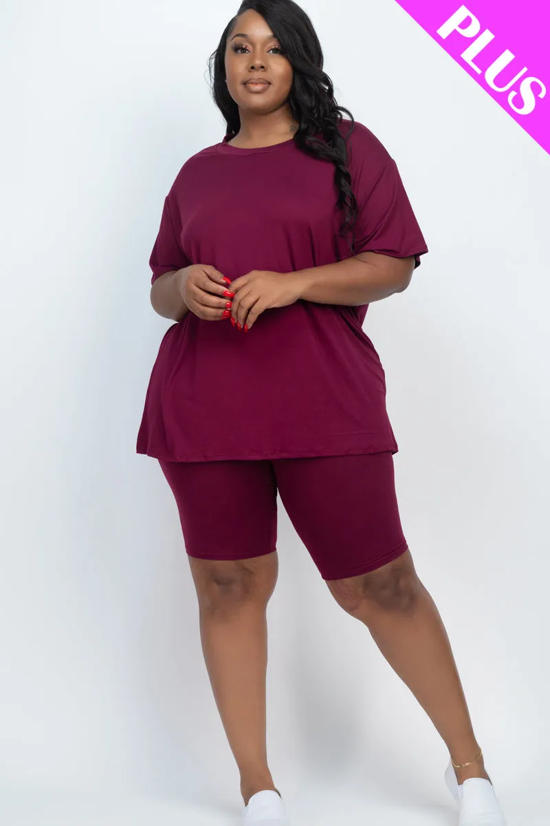 Plus Size Loose Fit Top&Biker Shorts Set (CAPELLA)