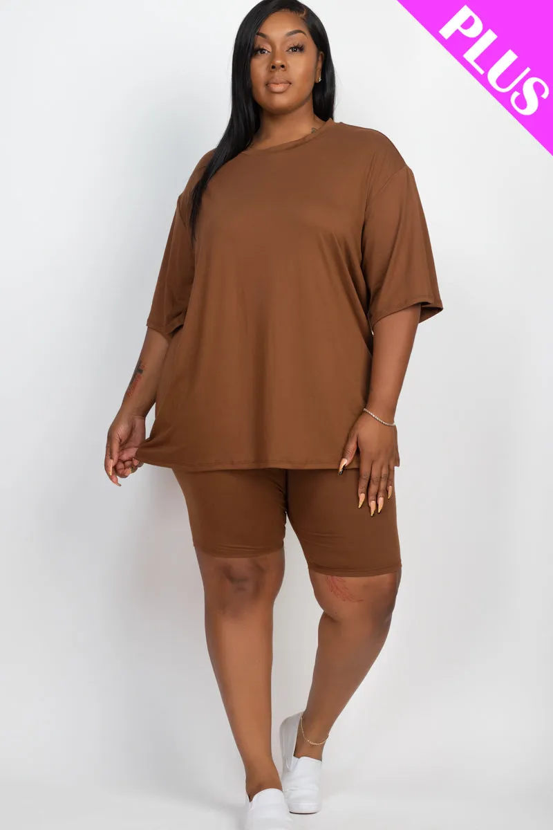 Plus Size Loose Fit Top&Biker Shorts Set (CAPELLA)