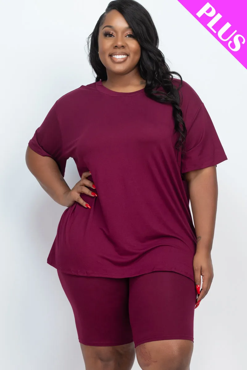 Plus Size Loose Fit Top&Biker Shorts Set (CAPELLA)