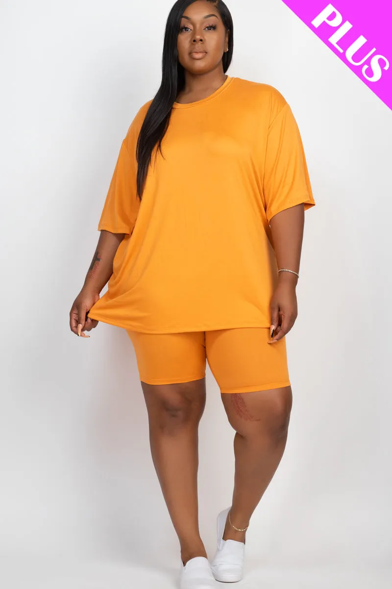 Plus Size Loose Fit Top&Biker Shorts Set (CAPELLA)