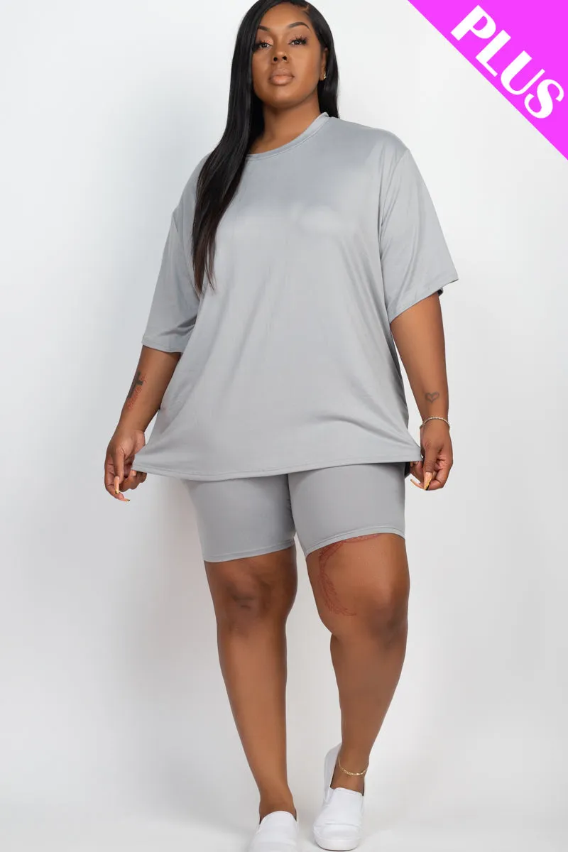 Plus Size Loose Fit Top&Biker Shorts Set (CAPELLA)