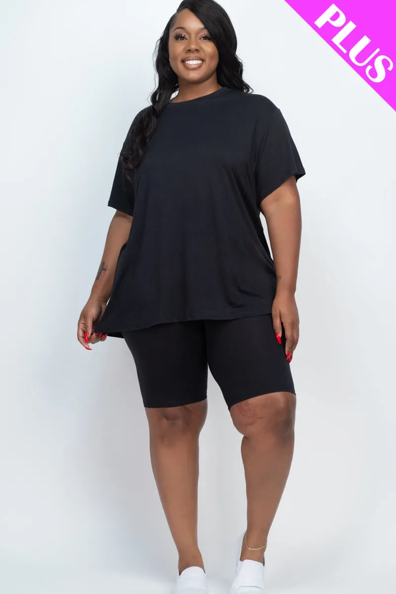 Plus Size Loose Fit Top&Biker Shorts Set (CAPELLA)