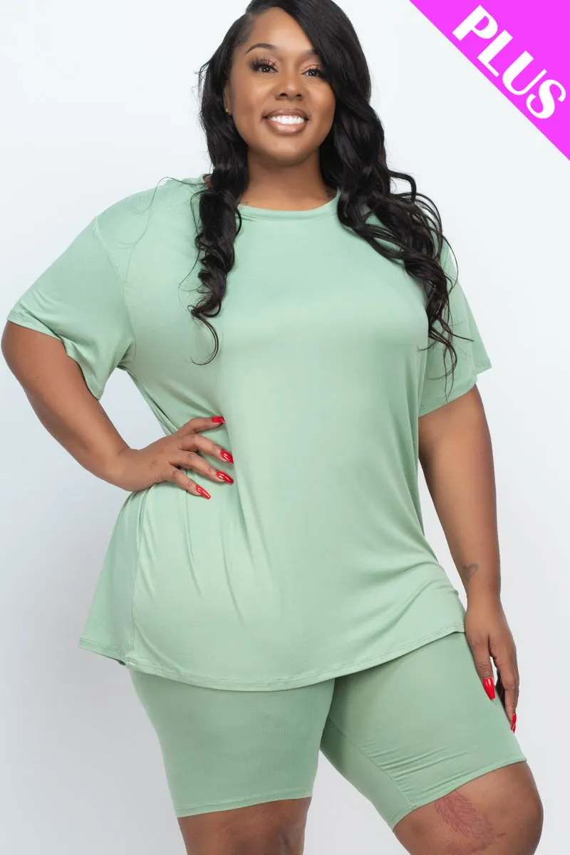 Plus Size Loose Fit Top&Biker Shorts Set (CAPELLA)