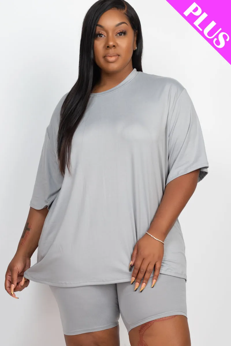 Plus Size Loose Fit Top&Biker Shorts Set (CAPELLA)