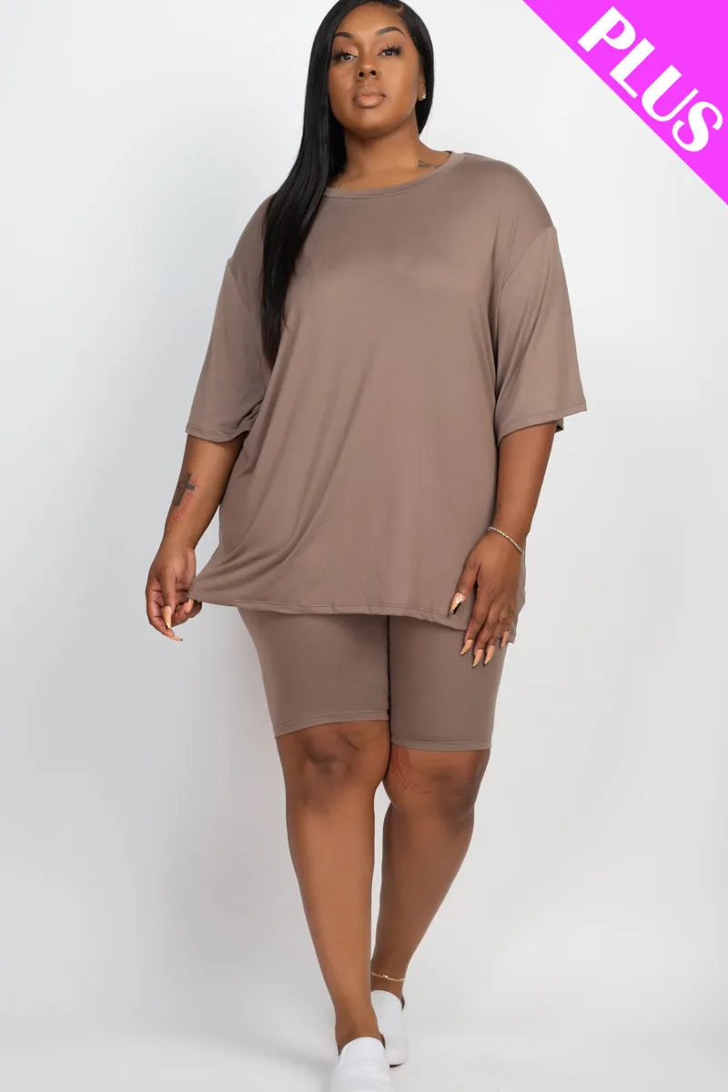 Plus Size Loose Fit Top&Biker Shorts Set (CAPELLA)