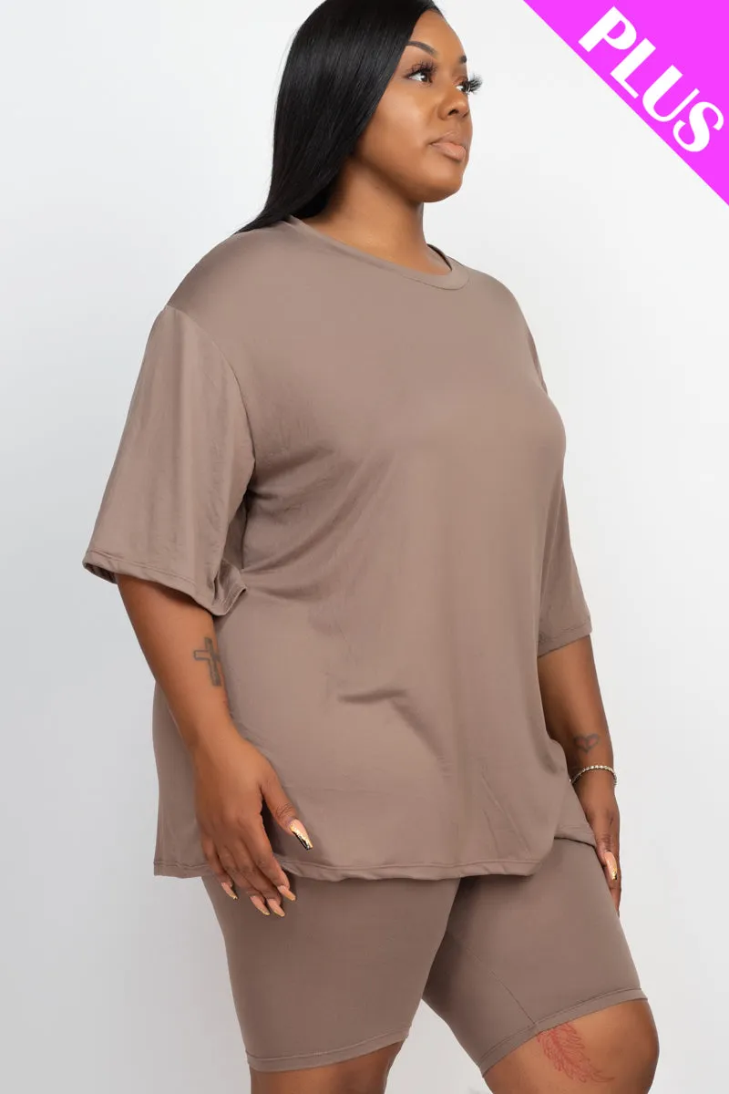 Plus Size Loose Fit Top&Biker Shorts Set (CAPELLA)