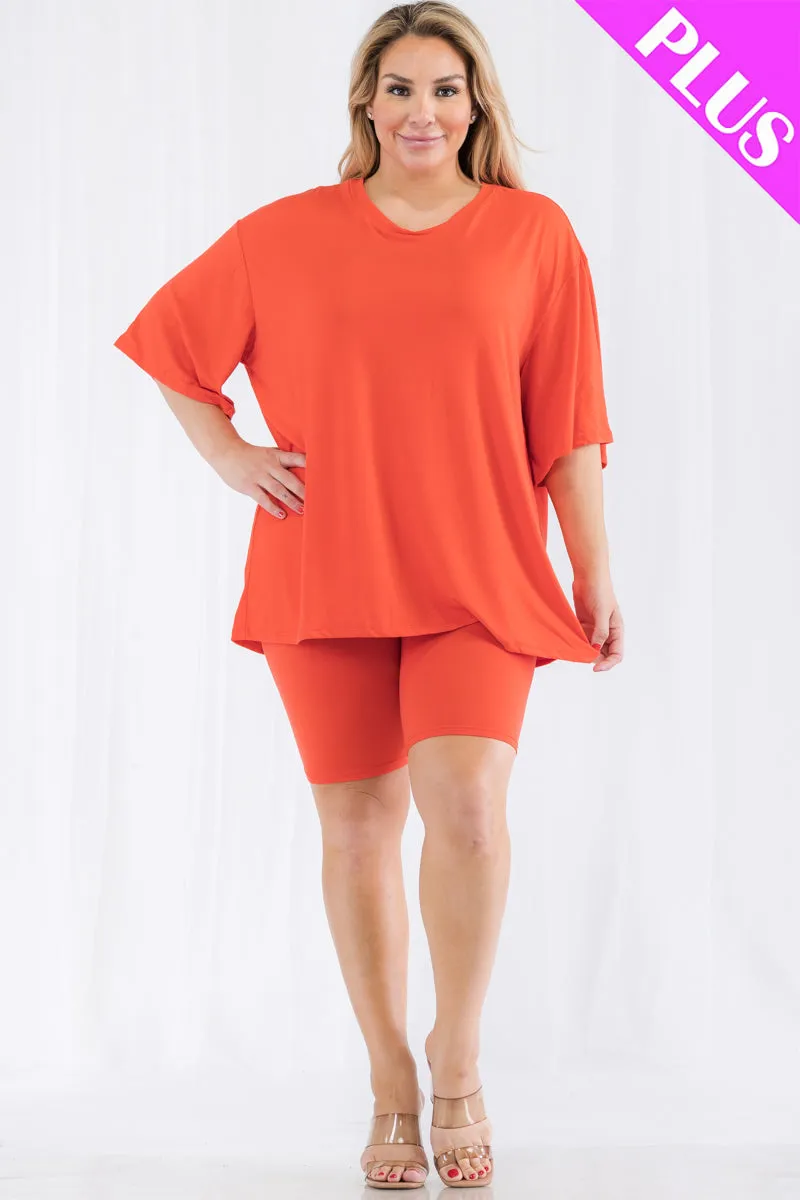 Plus Size Loose Fit Top&Biker Shorts Set (CAPELLA)