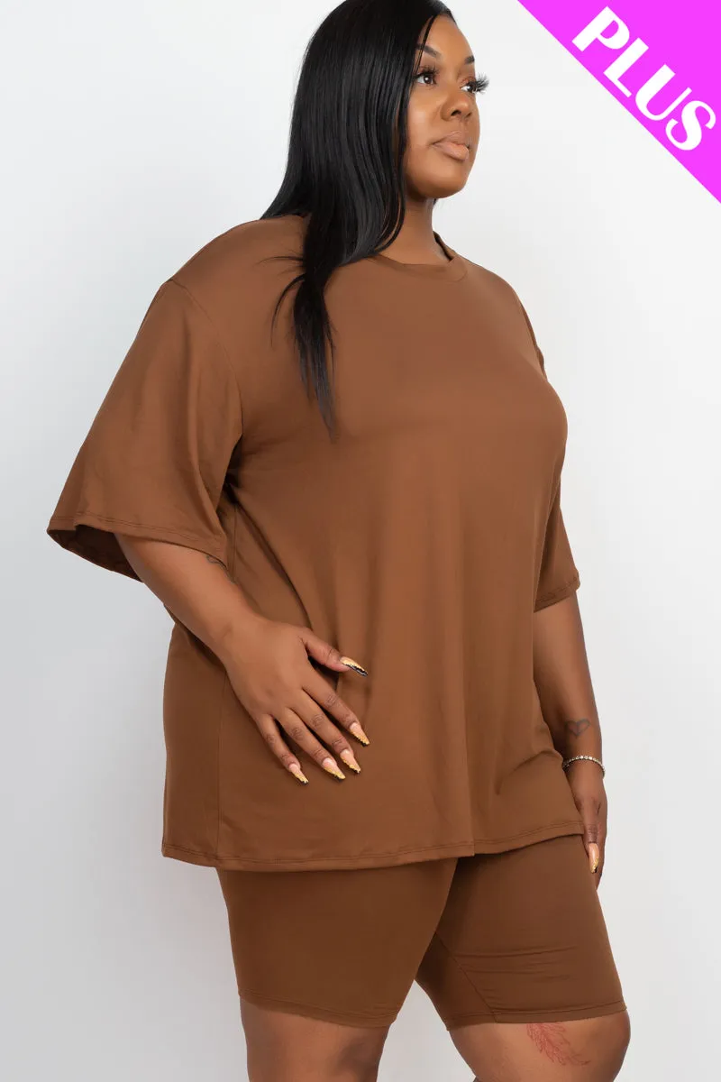 Plus Size Loose Fit Top&Biker Shorts Set (CAPELLA)