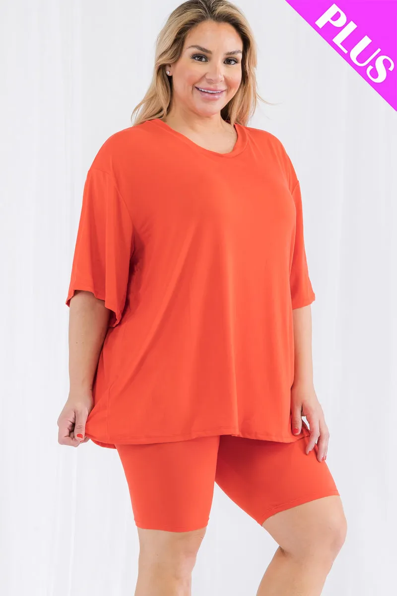 Plus Size Loose Fit Top&Biker Shorts Set (CAPELLA)