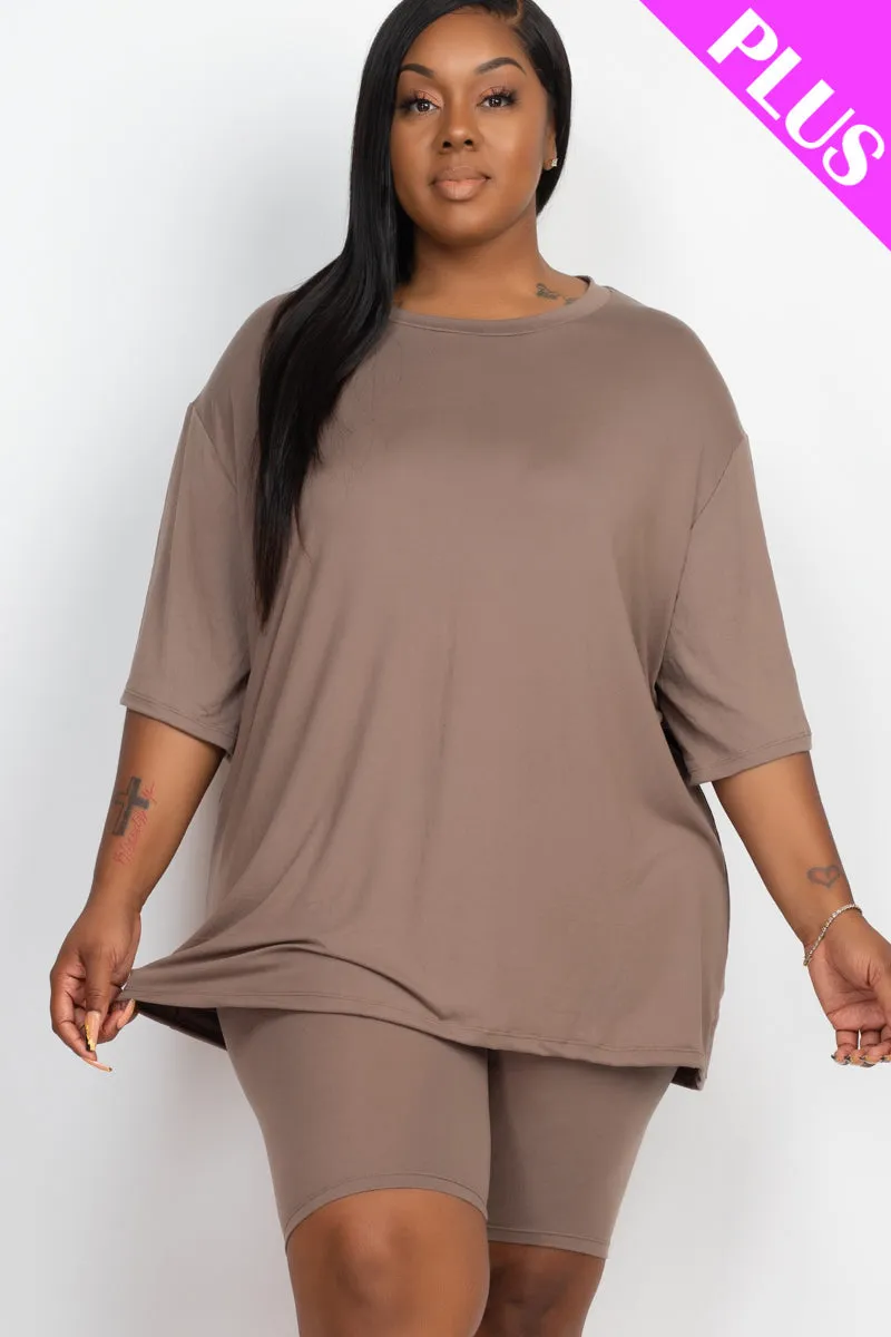 Plus Size Loose Fit Top&Biker Shorts Set (CAPELLA)