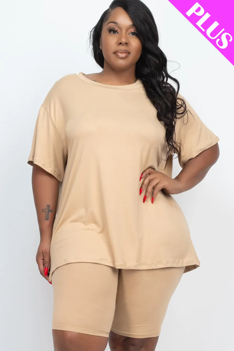 Plus Size Loose Fit Top&Biker Shorts Set (CAPELLA)