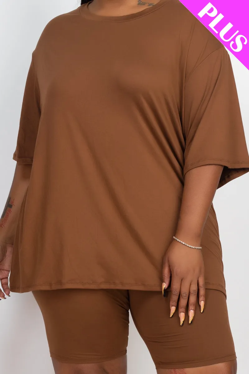 Plus Size Loose Fit Top&Biker Shorts Set (CAPELLA)