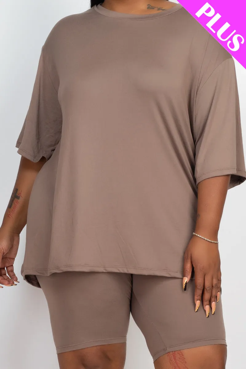 Plus Size Loose Fit Top&Biker Shorts Set (CAPELLA)