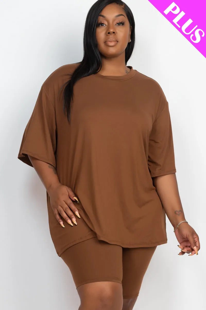 Plus Size Loose Fit Top&Biker Shorts Set (CAPELLA)