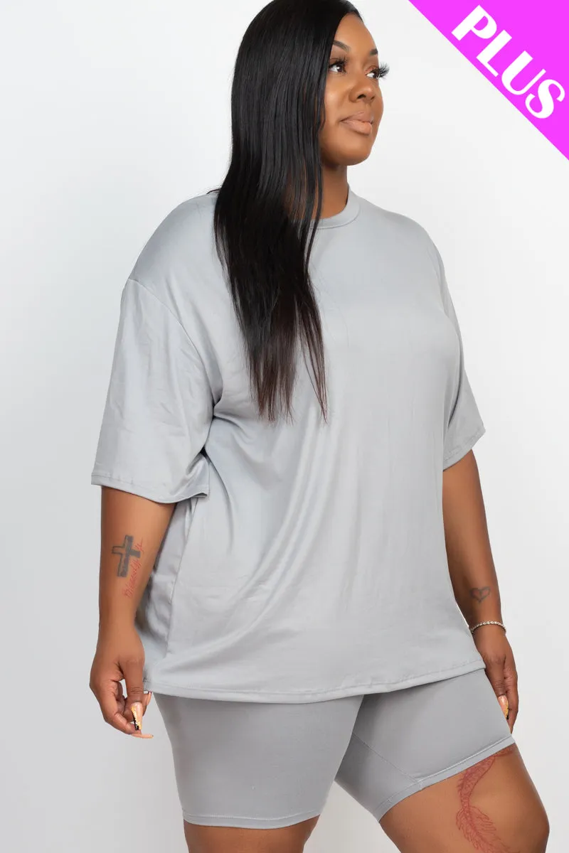 Plus Size Loose Fit Top&Biker Shorts Set (CAPELLA)