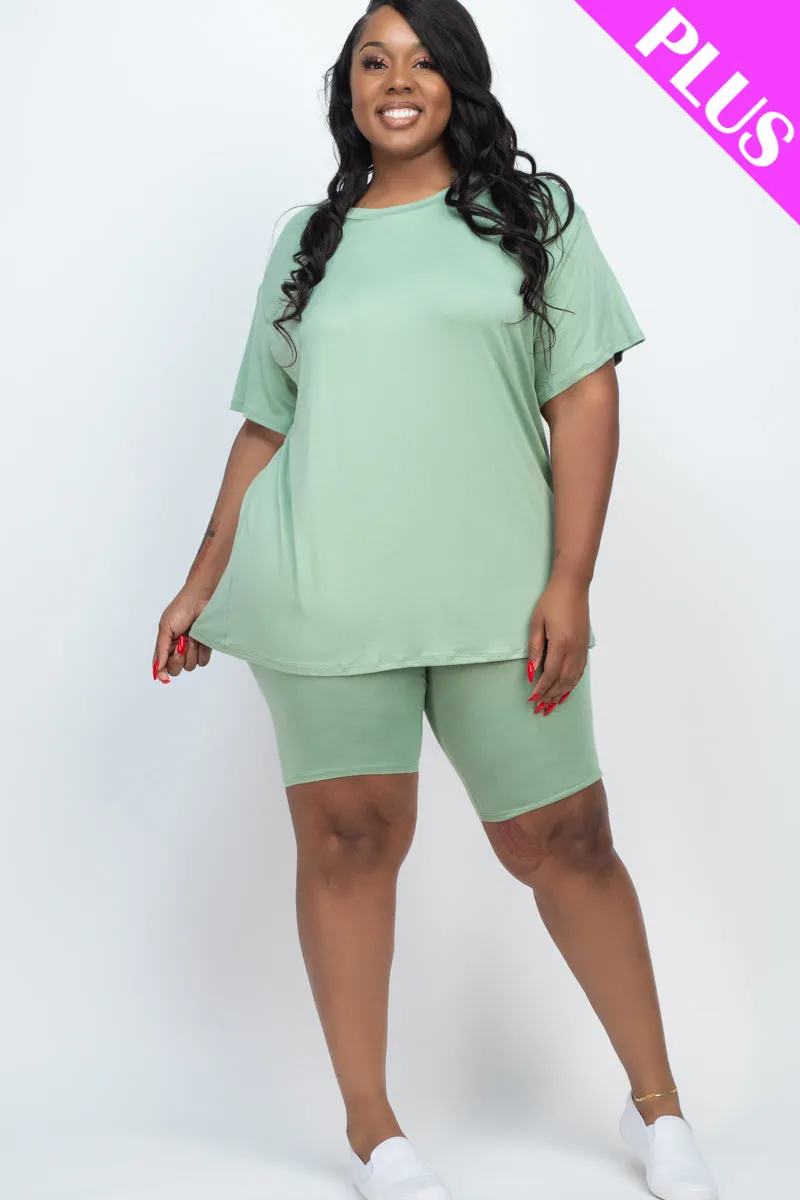 Plus Size Loose Fit Top&Biker Shorts Set (CAPELLA)