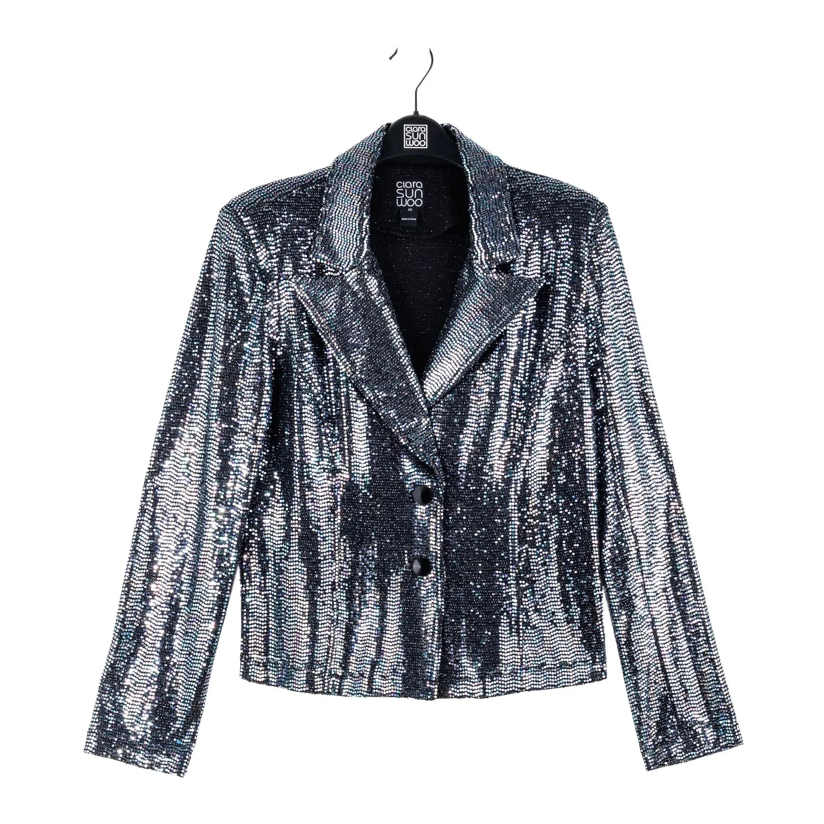 Pre Order Clara Sunwoo Sequin Knit Modern Button Blazer