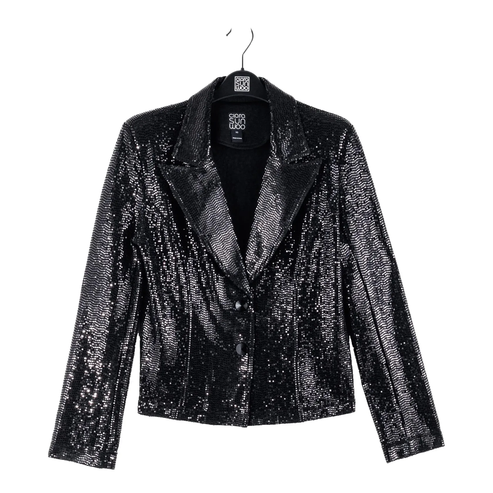 Pre Order Clara Sunwoo Sequin Knit Modern Button Blazer