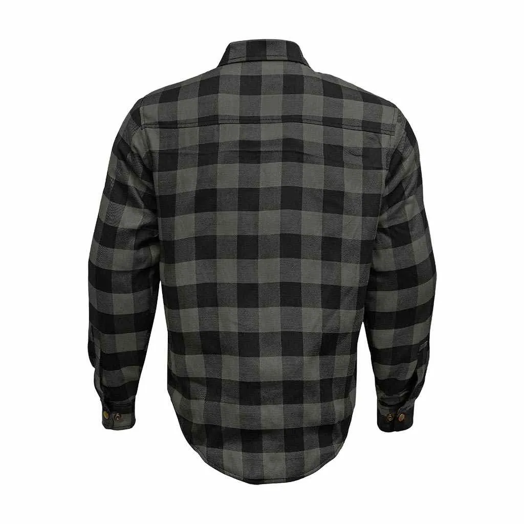 RIDERACT® Men's Reinforced Flannel Motorcycle Shirt Road Series Grey