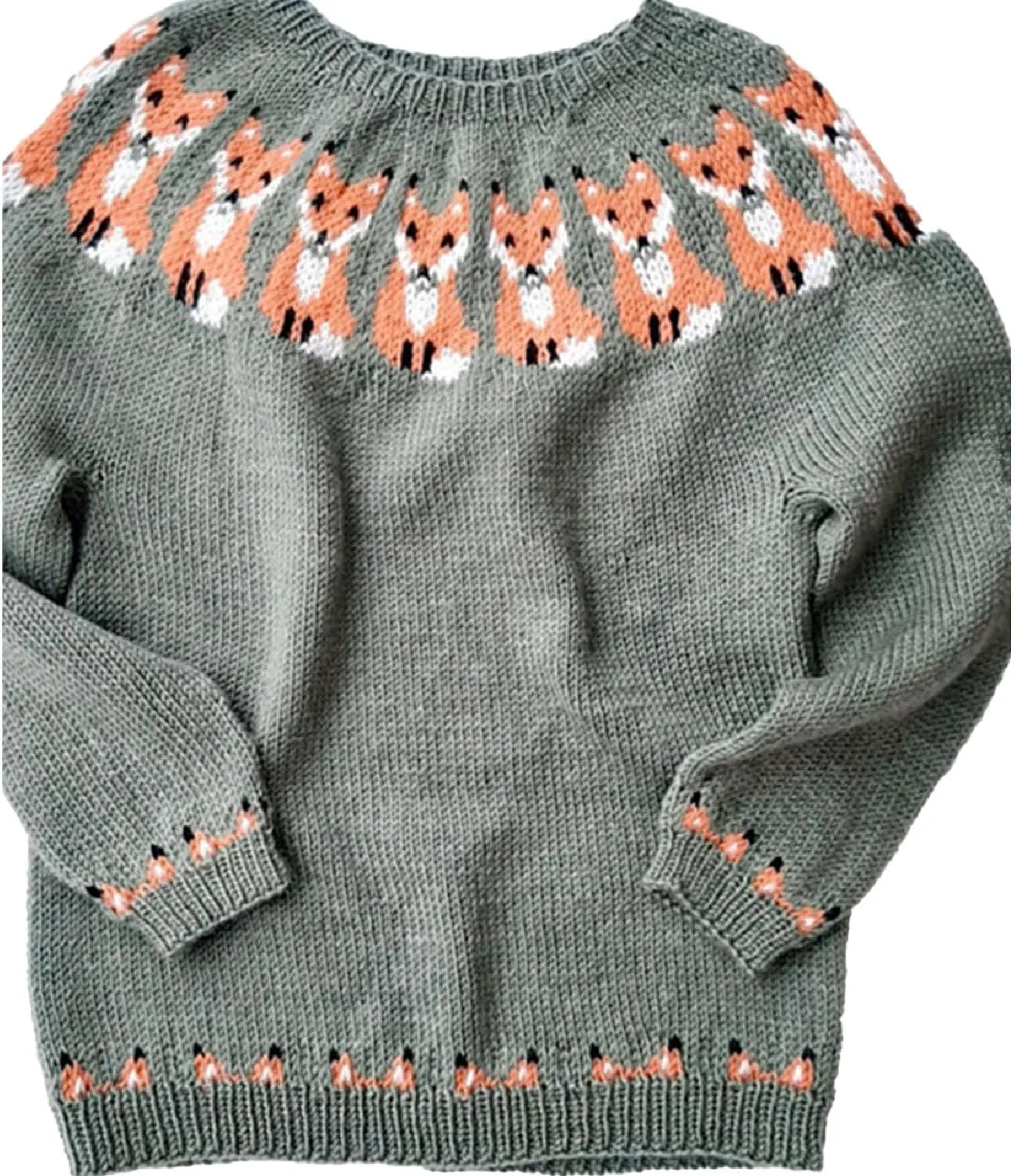 Round Neck Loose Fox Knitted Sweater