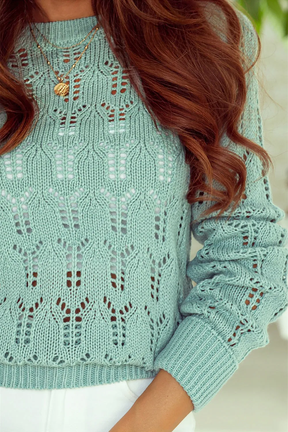 Sheer Knitted Pointelle Sweater