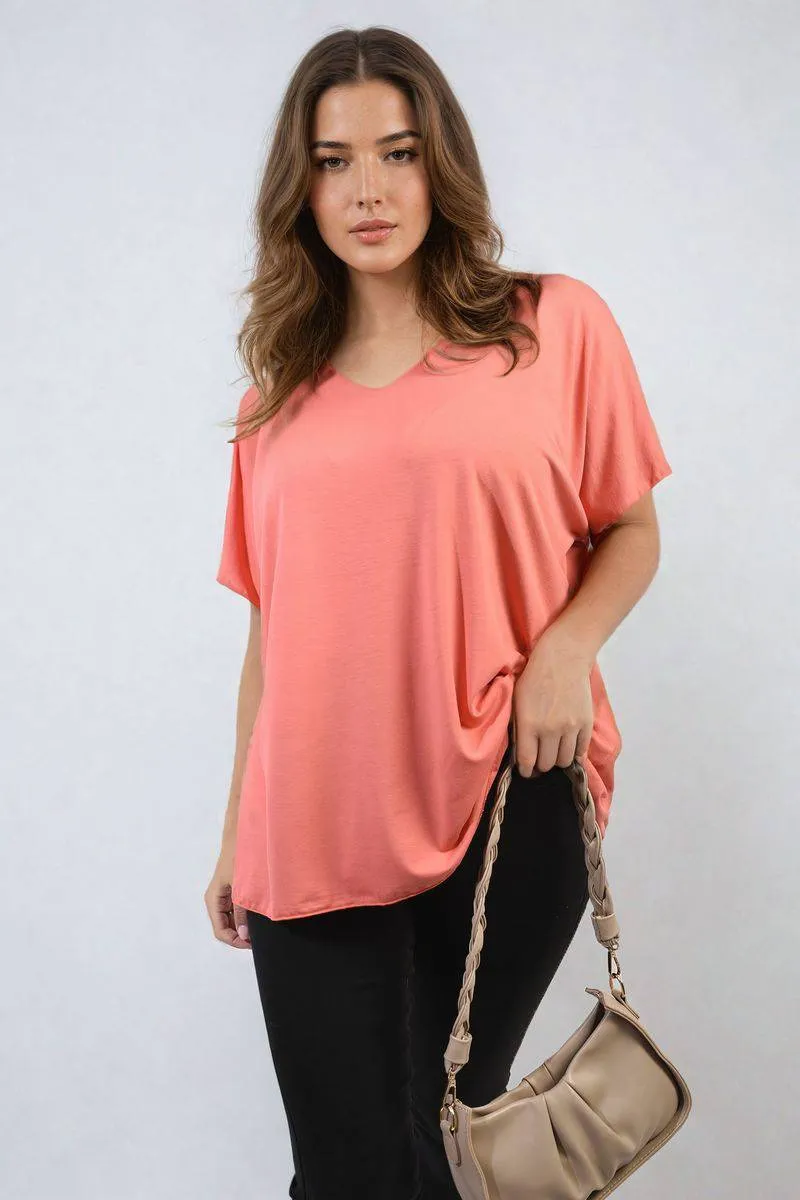 Short Sleeve V-Neck Loose Top