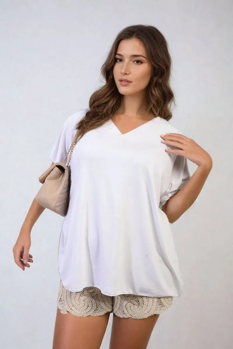 Short Sleeve V-Neck Loose Top