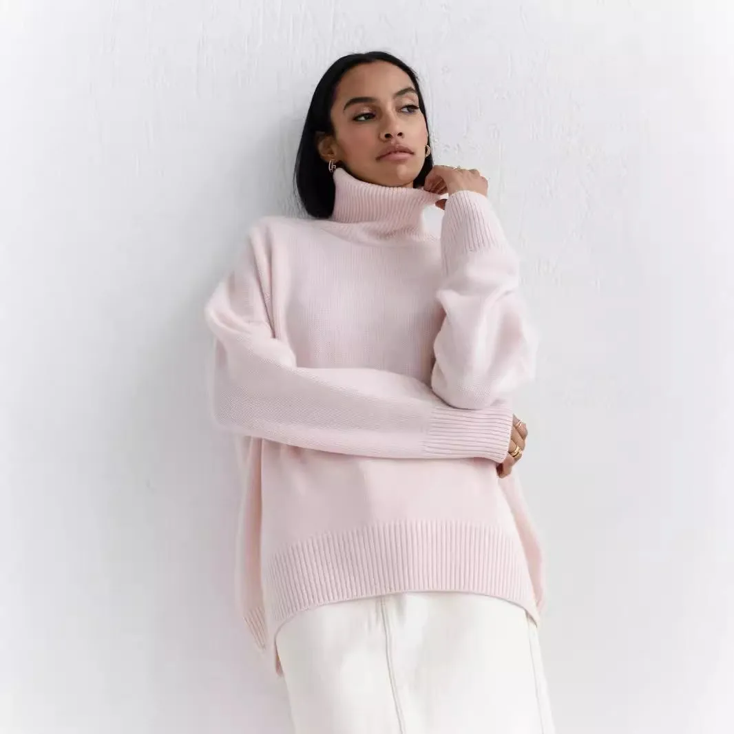 Simple Loose Turtleneck Long Sleeve Sweater