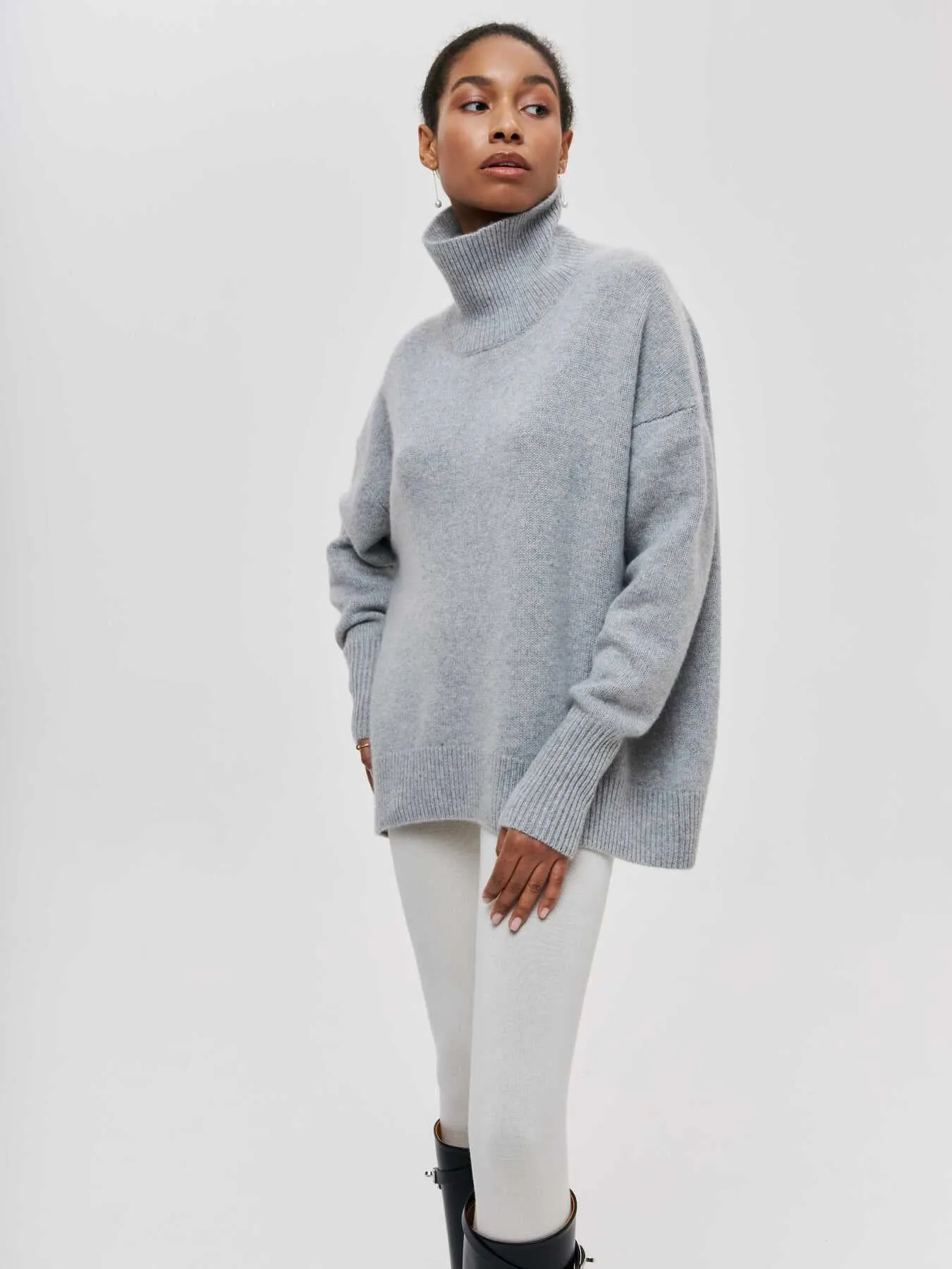 Simple Loose Turtleneck Long Sleeve Sweater