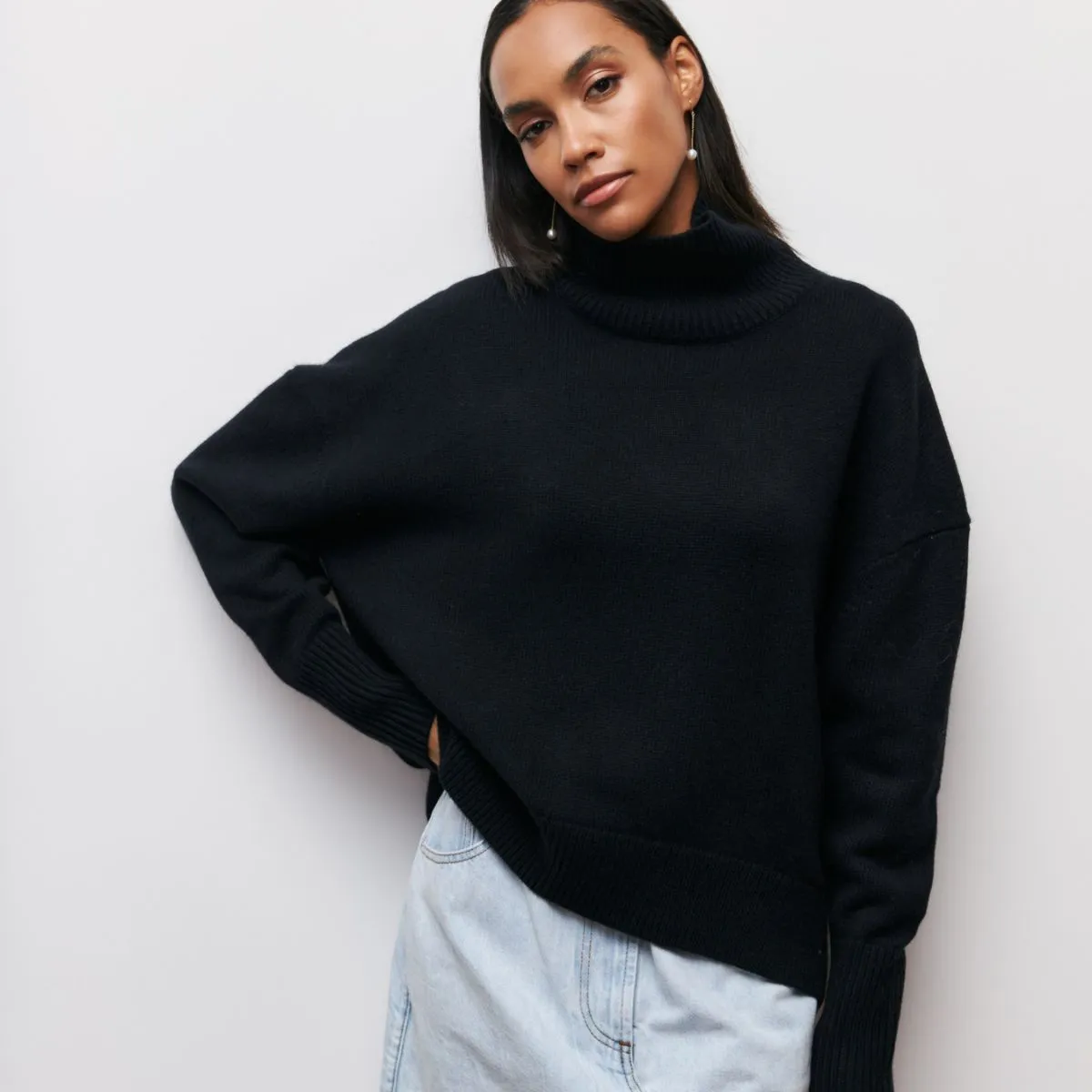 Simple Loose Turtleneck Long Sleeve Sweater