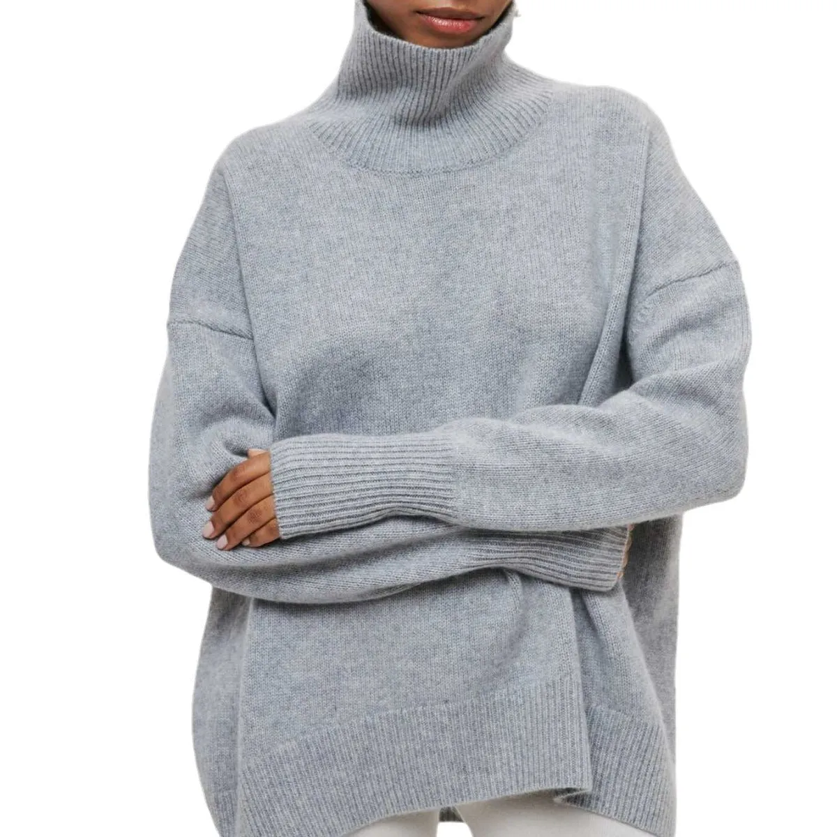 Simple Loose Turtleneck Long Sleeve Sweater