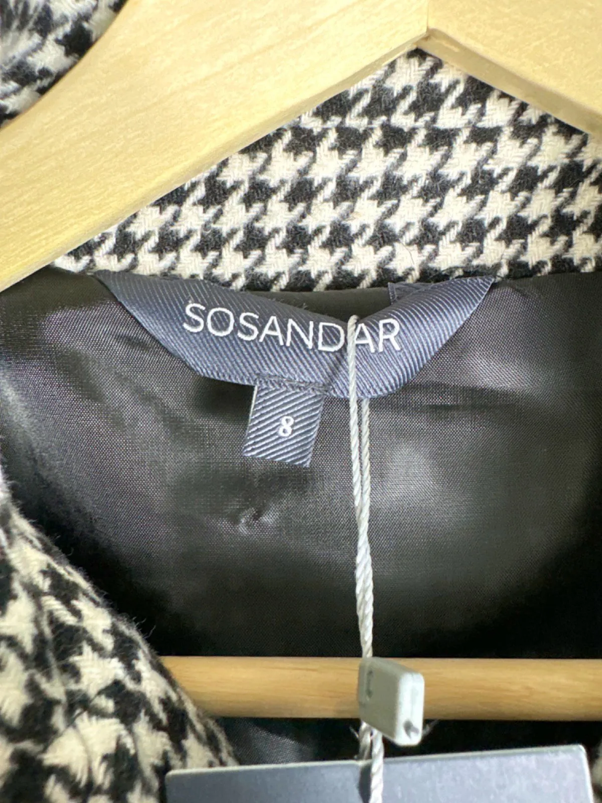 Sosandar Black-White Dogtooth Belted Shacket UK 8