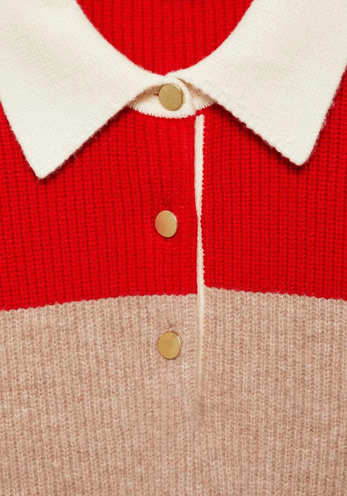 Striped polo-neck sweater - Red